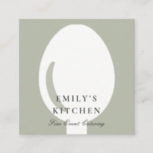 ELEGANT MINIMAL GRAUCHWEISS SPOON KOCH CATERING QUADRATISCHE VISITENKARTE