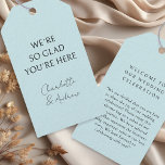 Elegant, minimal, handschriftlich, blau geschenkanhänger<br><div class="desc">Wir freuen uns sehr,  dass Sie hier sind! Elegante,  minimale,  handschriftlich,  blau "Geschenk-Tag".</div>