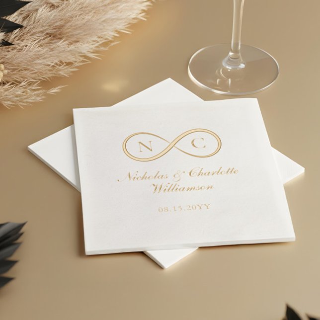 Elegant Minimal Infinity Love Monogram Wedding (Elegant Minimal Infinity Love Monogram Weddding Foil Napkins)