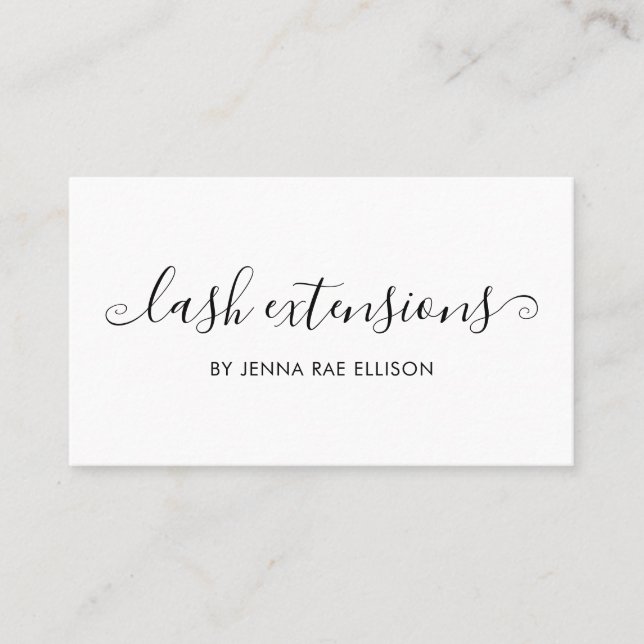 Elegant Minimal Lash Aftercare Instruktionen Visitenkarte (Vorderseite)