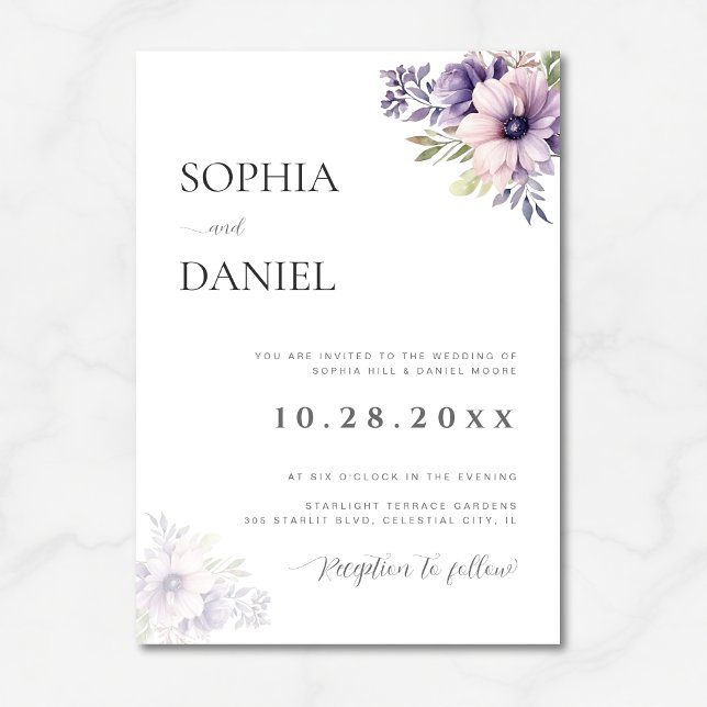 Elegant Minimal Lavender Floral Wedding Invitation Einladung (Von Creator hochgeladen)