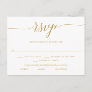 Elégant minimal mariage or carte postale RSVP