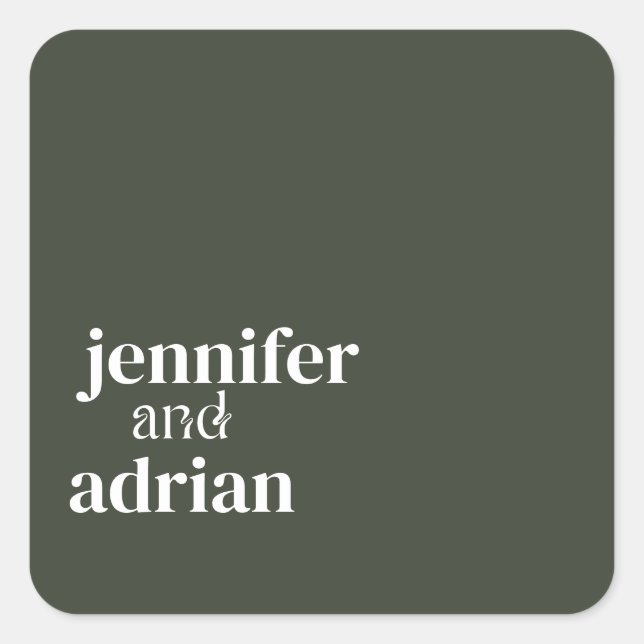 Elegant Minimal Modern Wedding Envelope Square Quadratischer Aufkleber (Vorderseite)