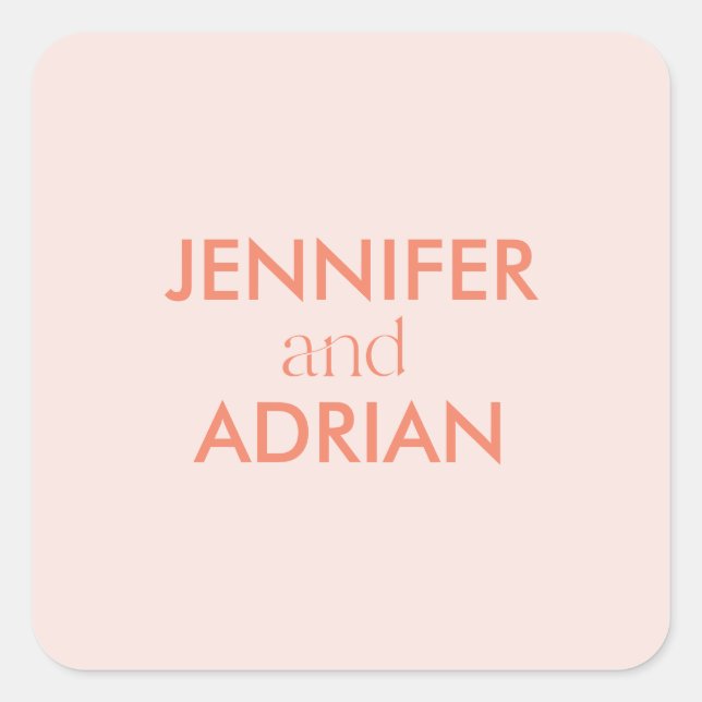 Elegant Minimal Modern Wedding Envelope Square Quadratischer Aufkleber (Vorderseite)