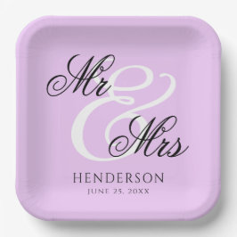 Elegant Minimal Mr. und Mrs. Wedding Napkins Pappteller