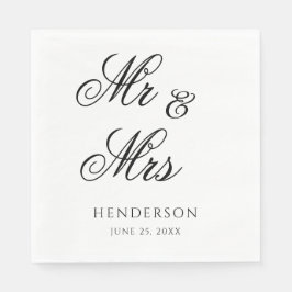 Elegant Minimal Mr. und Mrs. Wedding Napkins Serviette