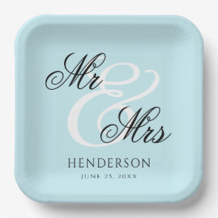Elegant Minimal Mr. und Mrs. Wedding Pappteller
