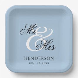 Elegant Minimal Mr. und Mrs. Wedding Pappteller