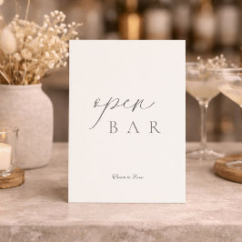 Elegant Minimal Open Bar Wedding Sign Einladung