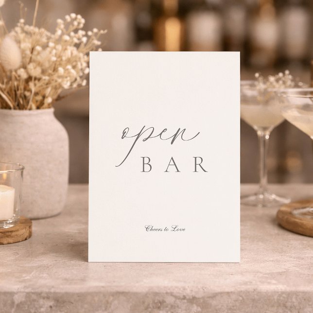 Elegant Minimal Open Bar Wedding Sign Einladung (Von Creator hochgeladen)