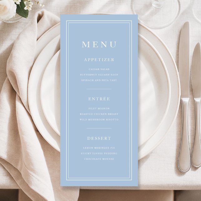 Elegant Minimal Powder Blue Menükarte (Elegant Minimal Powder Blue Menu)