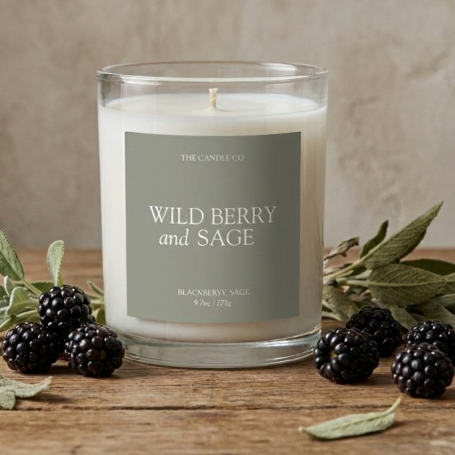 Elegant Minimal Sage Green Candle  Quadratischer Aufkleber (Von Creator hochgeladen)