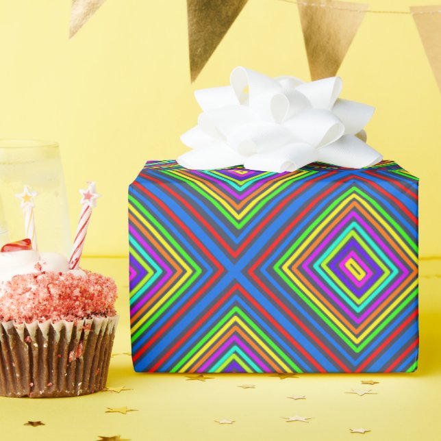 Elegant Minimal Simple Geometric quadful farbig Geschenkpapier (Geburtstagsparty)