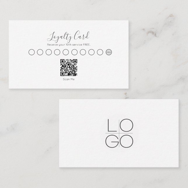 ELEGANT MINIMAL SKRIPT IHRE QR CODE LOYALTY CARD VISITENKARTE (Vorne/Hinten)