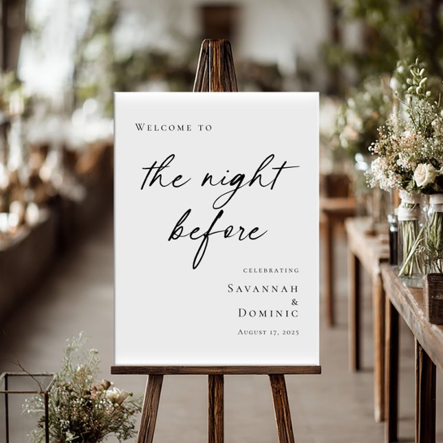 Elegant minimal The Night Before Rehearsal welcome Poster (Von Creator hochgeladen)