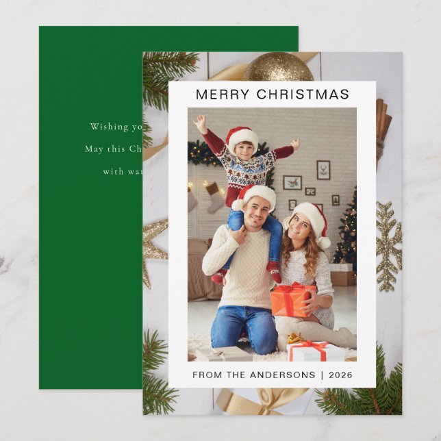 Elegant Minimal Weihnachten | Moderne Familie 1 Fo (Vorne/Hinten)