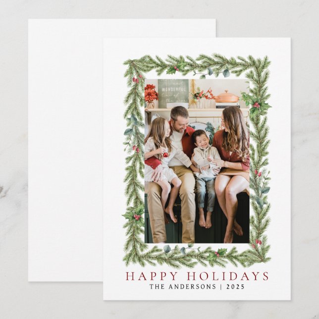 Elegant Minimal Weihnachten | Moderne Familie 1 Fo (Vorne/Hinten)