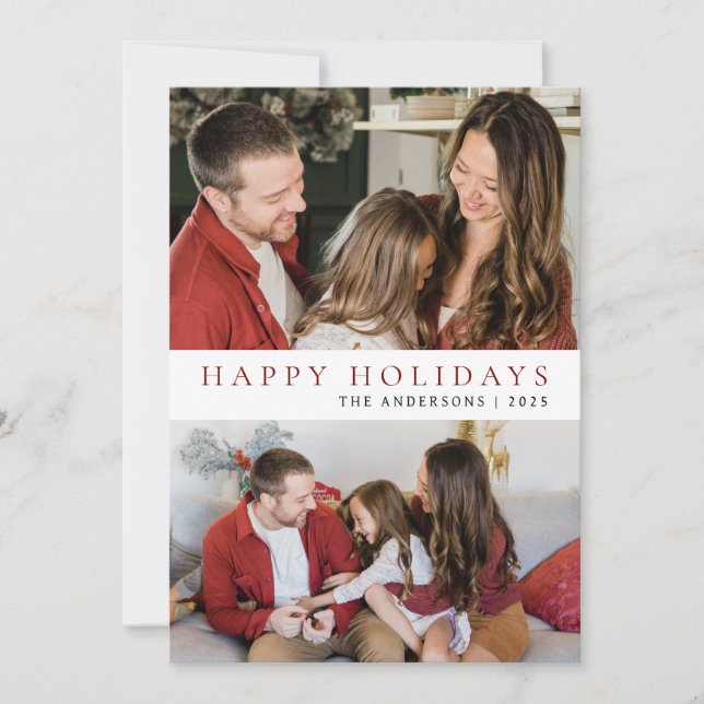 Elegant Minimal Weihnachten | Moderne Familie 2 Fo (Vorderseite)