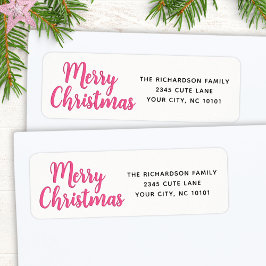 Elegant Minimal Weiß und Rosa Frohe Weihnachten