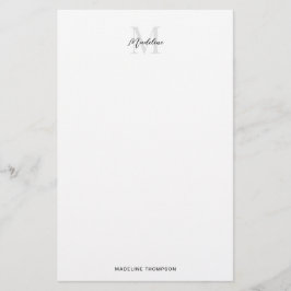 Elegant Minimal White Black Script Monogram Briefpapier