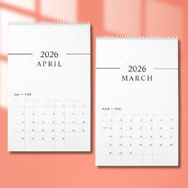 Elegant Minimalist 2026 Calendar Kalender