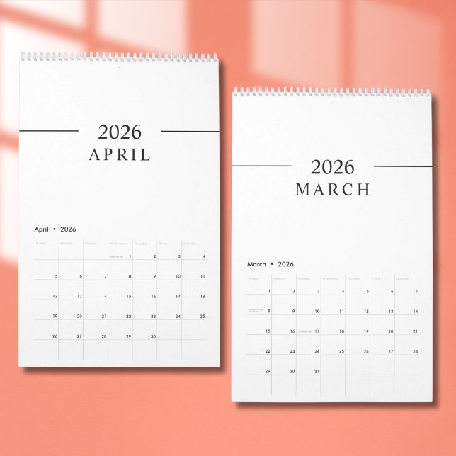 Elegant Minimalist 2026 Calendar Kalender (Von Creator hochgeladen)