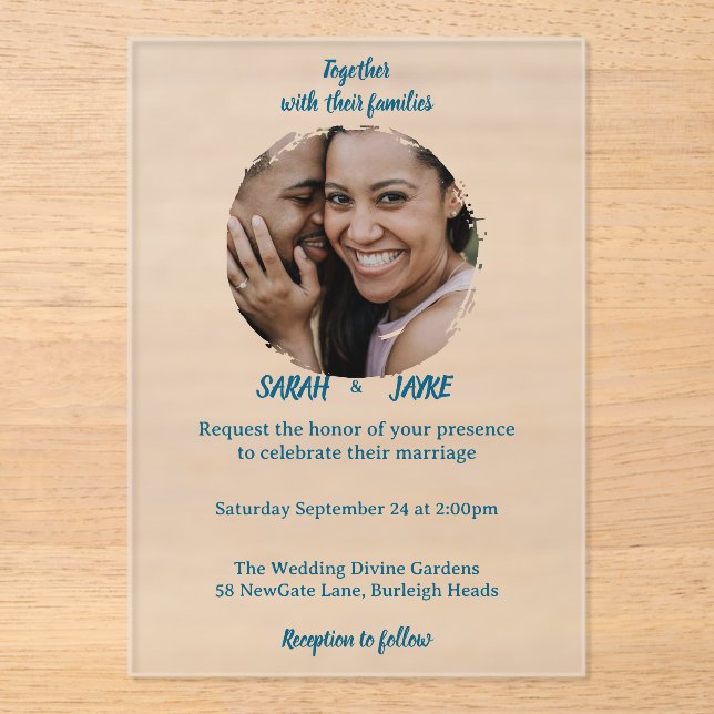 Elegant Minimalist Acrylic Wedding Invitations Acryleinladungen (Vorderseite)