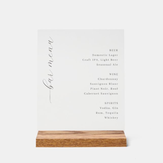 Elegant Minimalist Bar Menu (Recto)