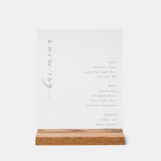 Elegant Minimalist Bar Menu (Recto)