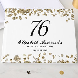 Elegant Minimalist Black and Gold 76th Birthday Gästebuch