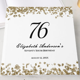 Elegant Minimalist Black and Gold 76th Birthday Gästebuch
