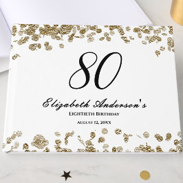 Elegant Minimalist Black and Gold 80th Birthday Gästebuch