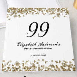 Elegant Minimalist Black and Gold 99th Birthday Gästebuch
