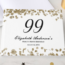 Elegant Minimalist Black and Gold 99th Birthday Gästebuch