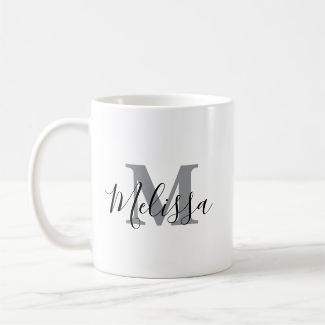 Elegant Minimalist Black and White Chic Custom Kaffeetasse (Links)