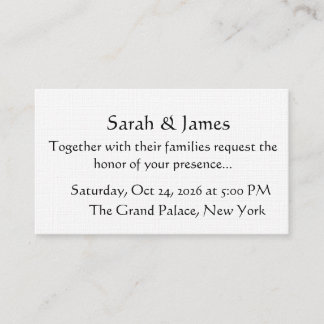 Elegant Minimalist Black and White Wedding Invitat Platzkarte