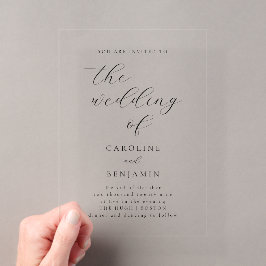 Elegant Minimalist Black Calligraphy Wedding Clear Acryleinladungen