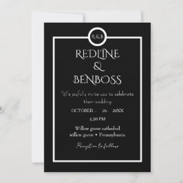Elegant Minimalist  Black & White Wedding  Invitat Einladung