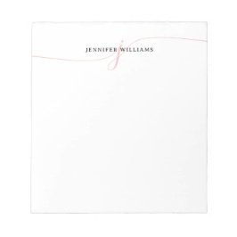 Elegant Minimalist Blush Pink Script Monogram Notizblock