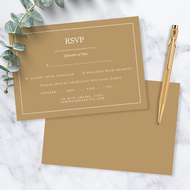 Elegant Minimalist Border Gold Wedding RSVP Karte (Von Creator hochgeladen)