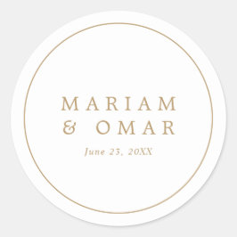 Elegant Minimalist Border Gold Wedding Runder Aufkleber
