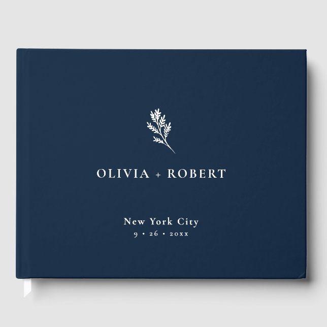 Elegant Minimalist Botanical Wedding Gästebuch (Vorderseite)