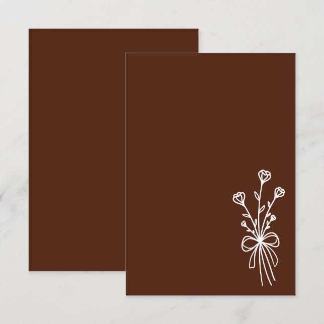 Elegant Minimalist Brown Wedding Einladung (Vorne/Hinten)