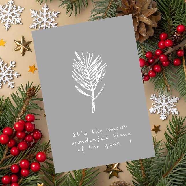 Elegant Minimalist Christmas Greeting Card Karte ("It's the most wonderful time of the year" Christmas greeting card.)