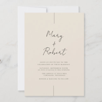 Elegant Minimalist Cream Modern Wedding Invitation Einladung