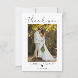 Elegant Minimalist Custom Wedding Couple Photo Dankeskarte