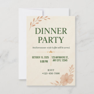 Elegant Minimalist Dinner Party Invitation