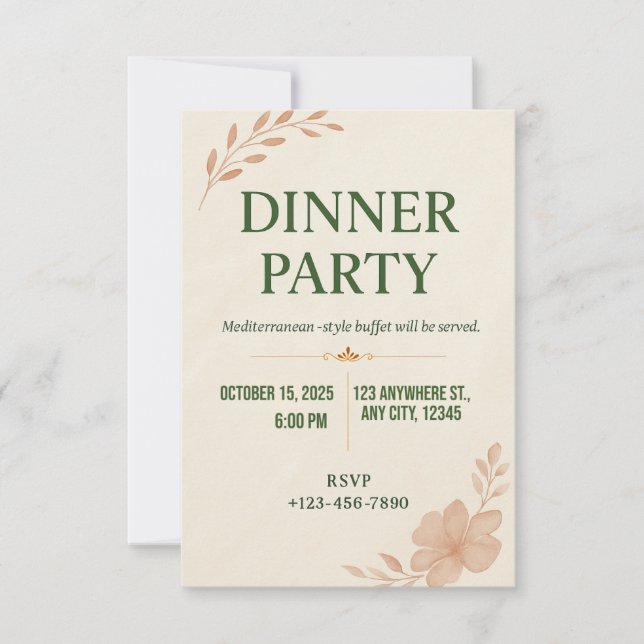 Elegant Minimalist Dinner Party Invitation (Devant)