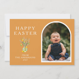 Elegant Minimalist Easter Egg Branch Photo Feiertagskarte