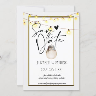 Elegant minimalist, Eulen in Liebe Heiratsdatum Einladung